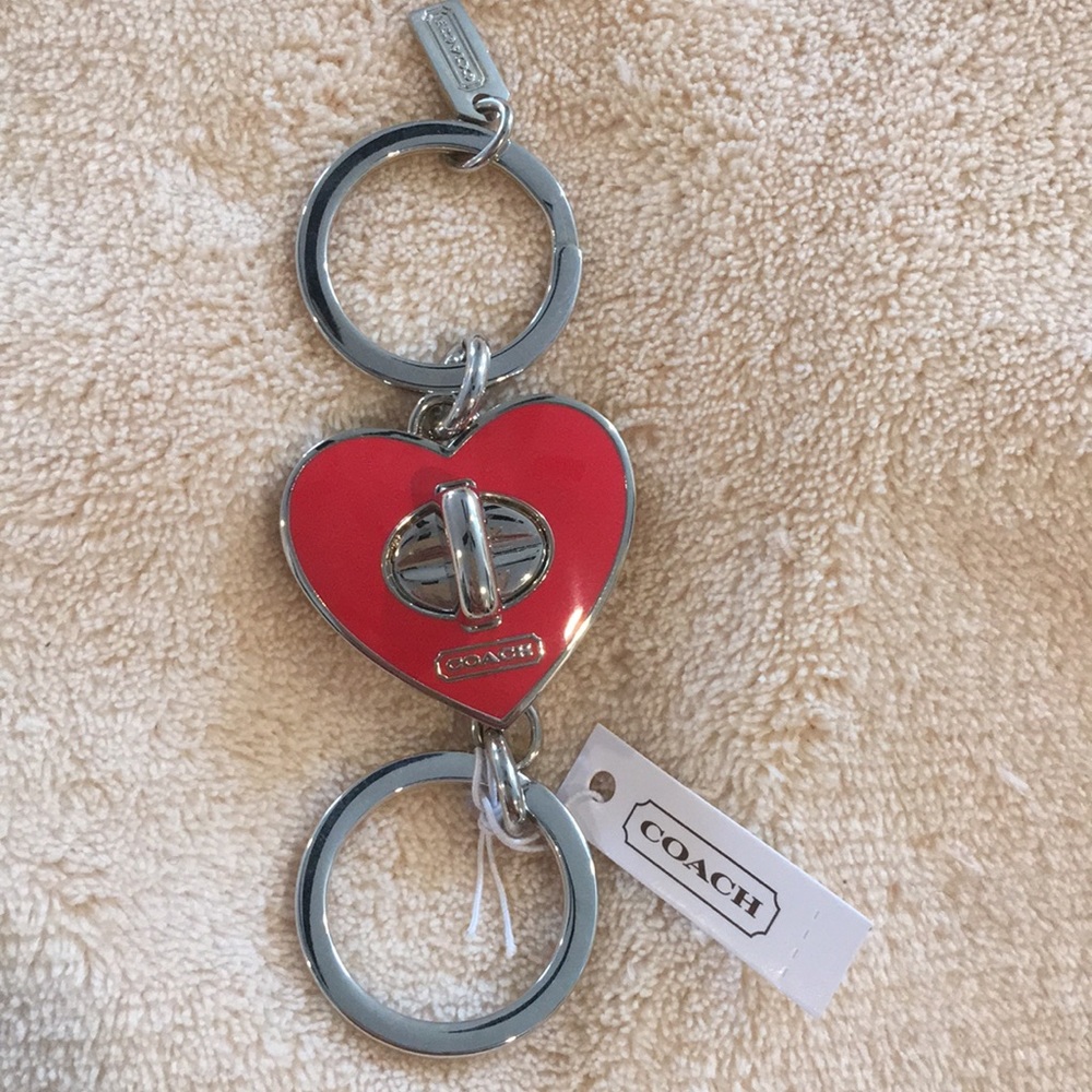 Coach keychain, NWT, red and silver